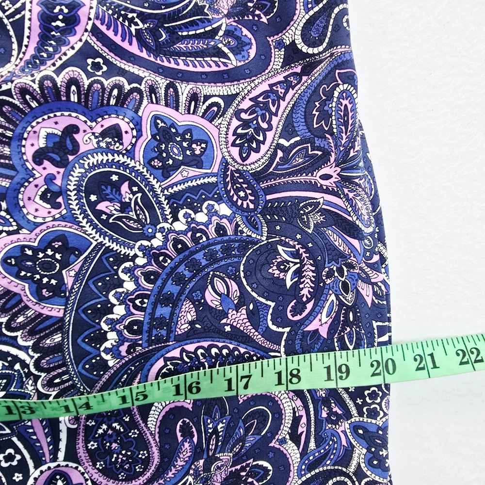 Talbots Womens Blue Purple Paisley Boat Neck 3/4 Sleeve Sheath Dress Size M - Picture 9 of 11